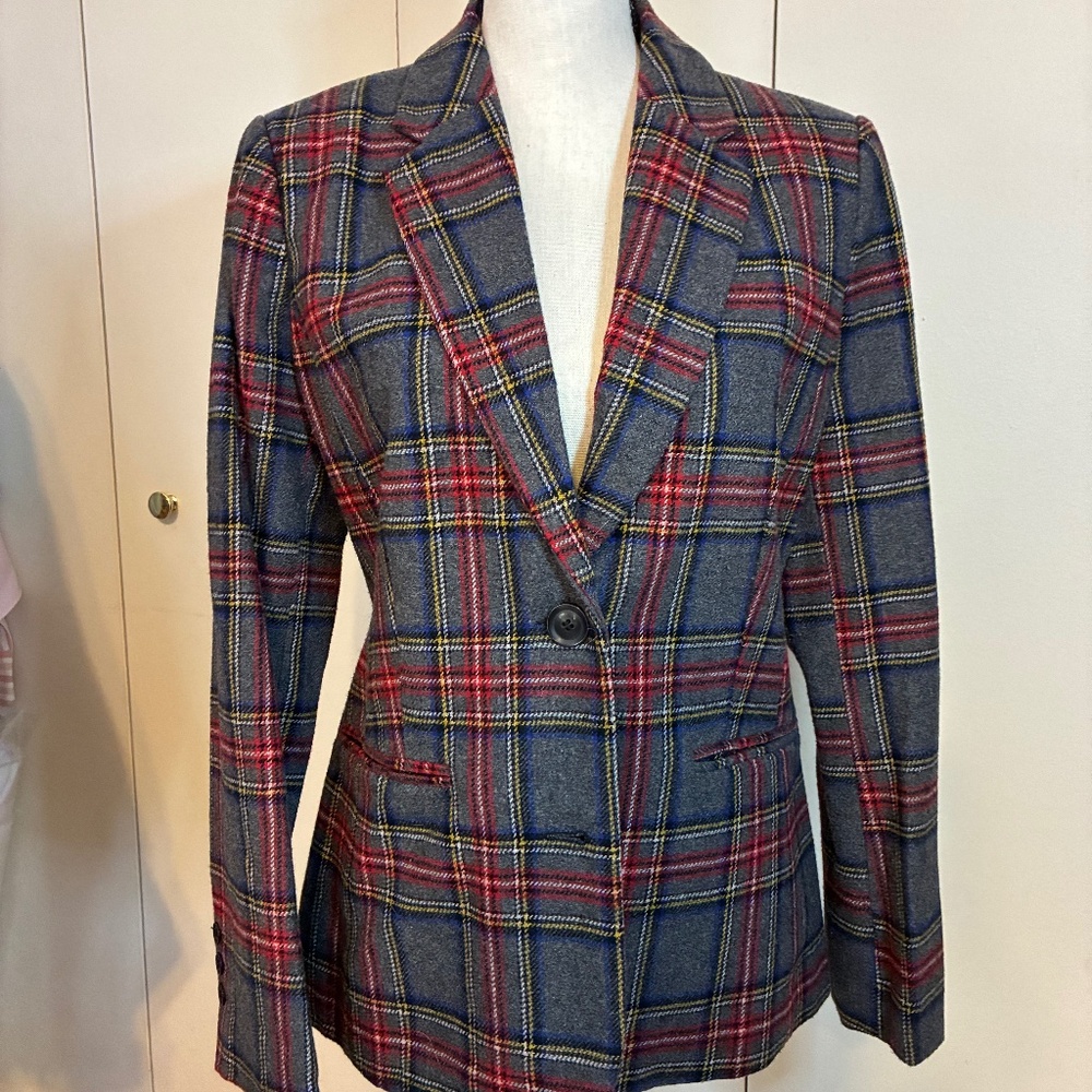 Chadwick's Wool Blend Gray Royal Steward Plaid Blazer